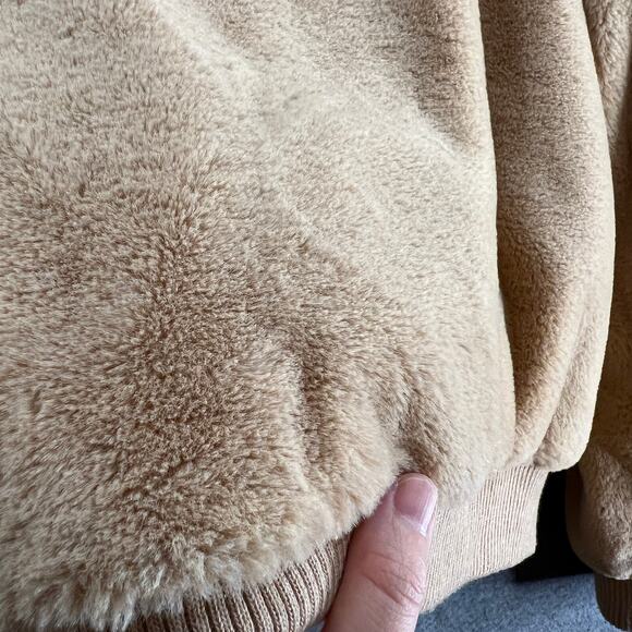 FOREVER 21 Faux Fur Jacket Womens Small Light Brown Full Zip Lightweight - Picture 9 of 9